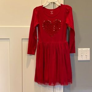 Girls Dress Size 10 Red Gold Heart Reversible Sequin Sparkle Mermaid Sequin